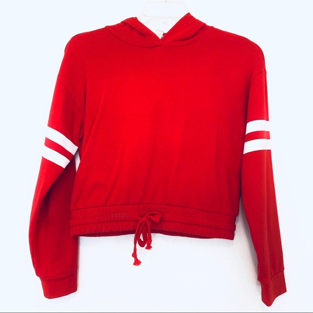 Vasity Stripe sporty crop hoodie with tie waist